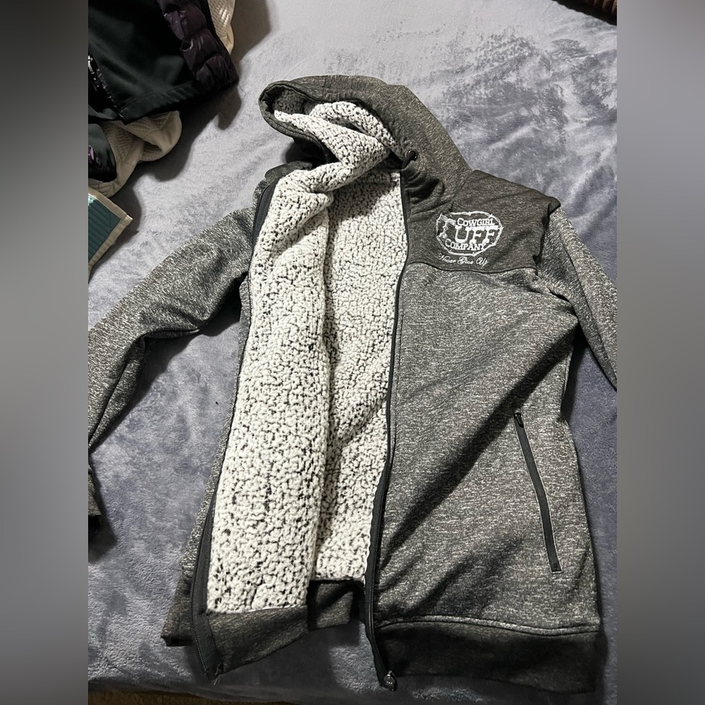 Cowgirl tuff, fuzzy jacket